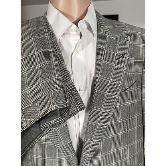 Tom Ford Houndstooth Wool Silk Peak Lapel 2Pc Suit 54R 44R US 38x30 Trousers - Picture 3 of 11